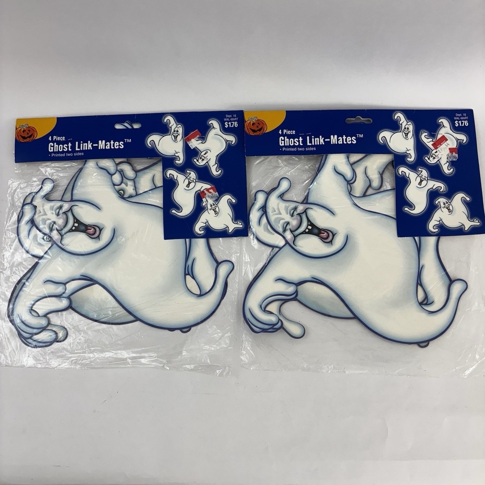 Vintage Die Cut Halloween Ghost Link-Mates Linking Arms Decorations NOS (2)